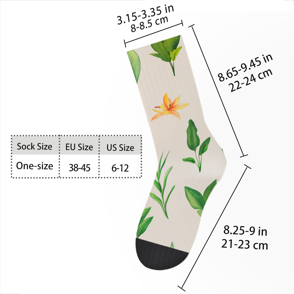 Tropical Flora Unisex Tube Socks: Trendy Nature - Inspired Vibes