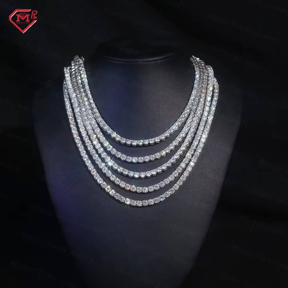 In Stock 3mm Moissanite Necklace Tennis Jewelry VVS Iced Out 925 Sliver Moissanite Tennis Chain