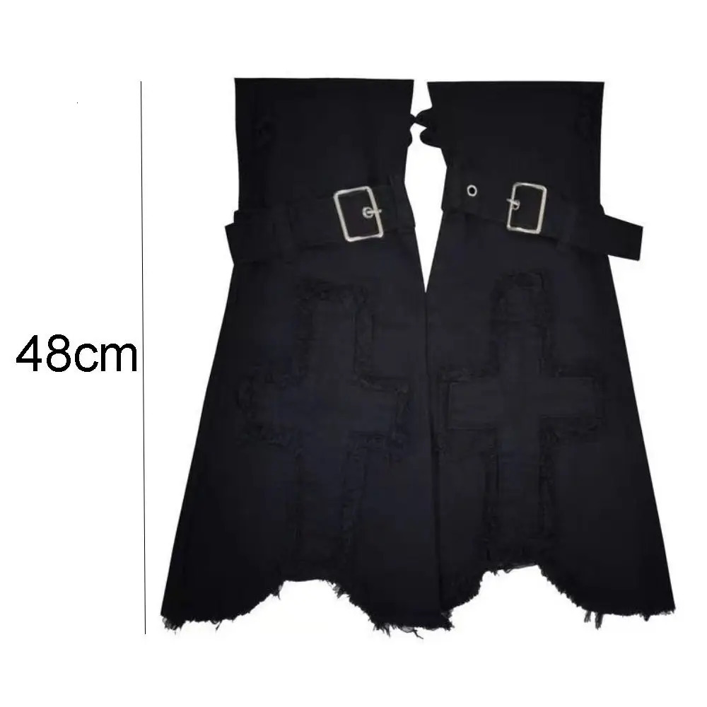 Fashion Y2k Leg Warmer Punk Harajuku Black Denim Leg Covers Vintage Drawstring Strap Boot Socks 250717