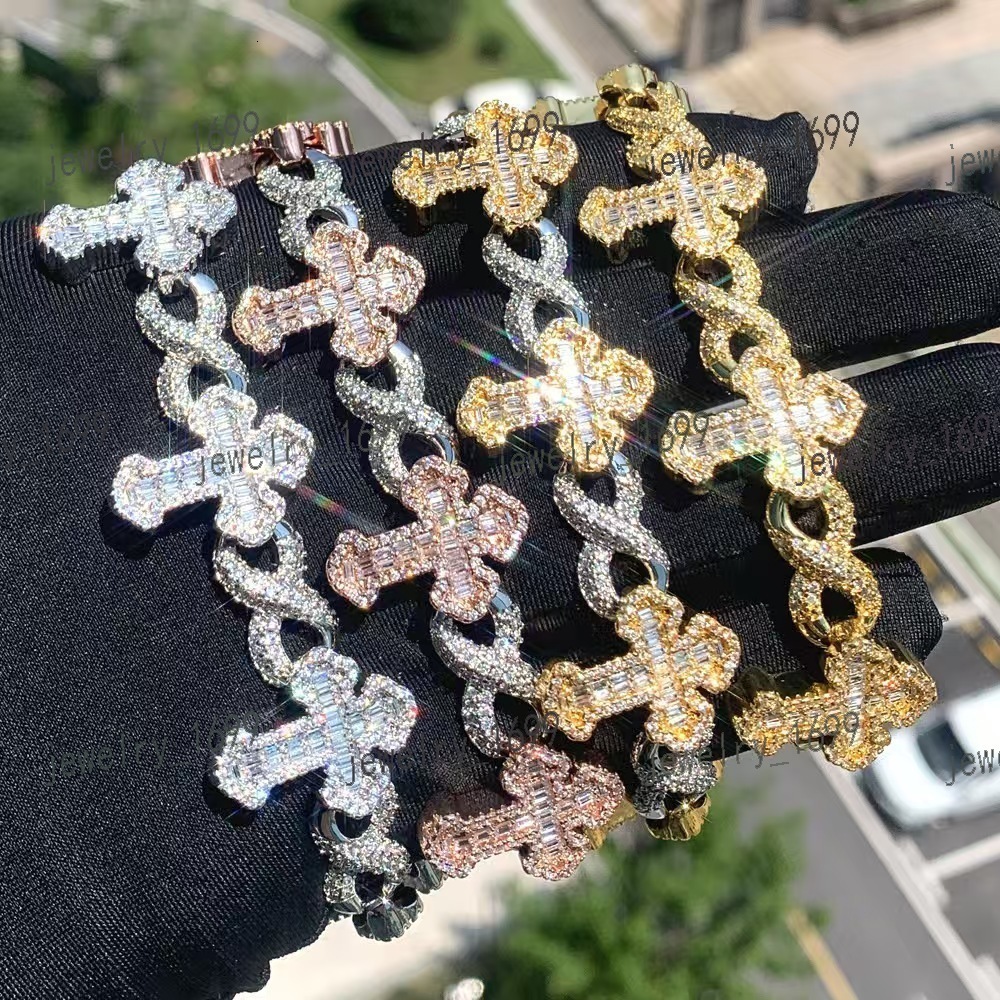 2025 Custom Moissanite Clover Tennis Bracelet Chain Men Women Wholesale Iced Out 925 Silver Vvs Diamond Four Leafs Cross Bracelet