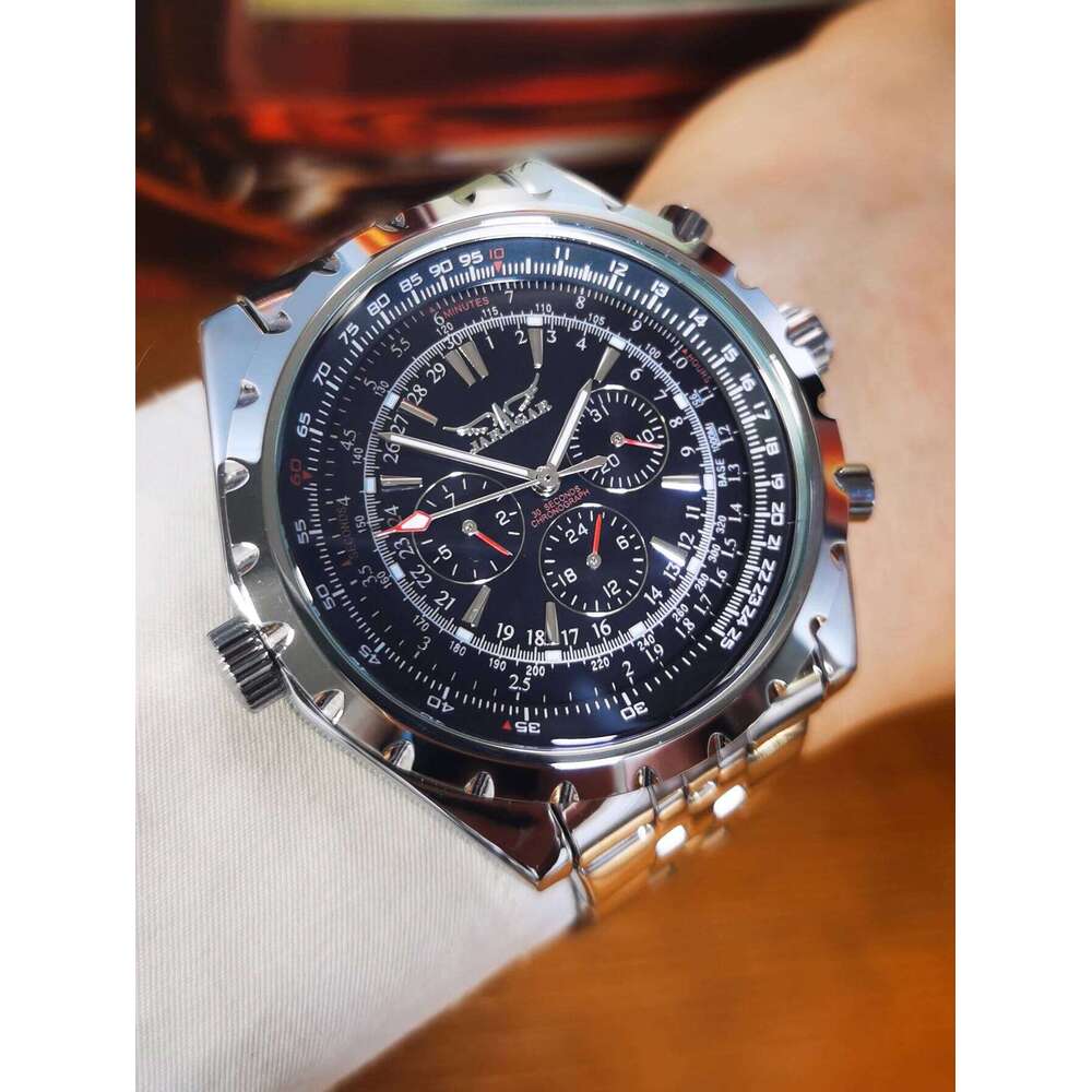 Jaragar Automatic Watch for Men Military Multifunction 3 Sub-Dials Sports Mechanical Watches Top Brand Leather Steel Band free shipping