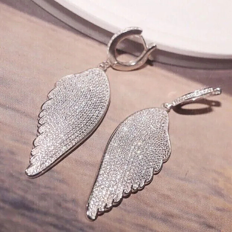 2025 Choucong Brand Dangle Earrings Luxury Jewelry 925 Sterling Silver Fill Pave White 5A Cubic Zircon CZ Diamond Gemstones Women Feather Clip Earring