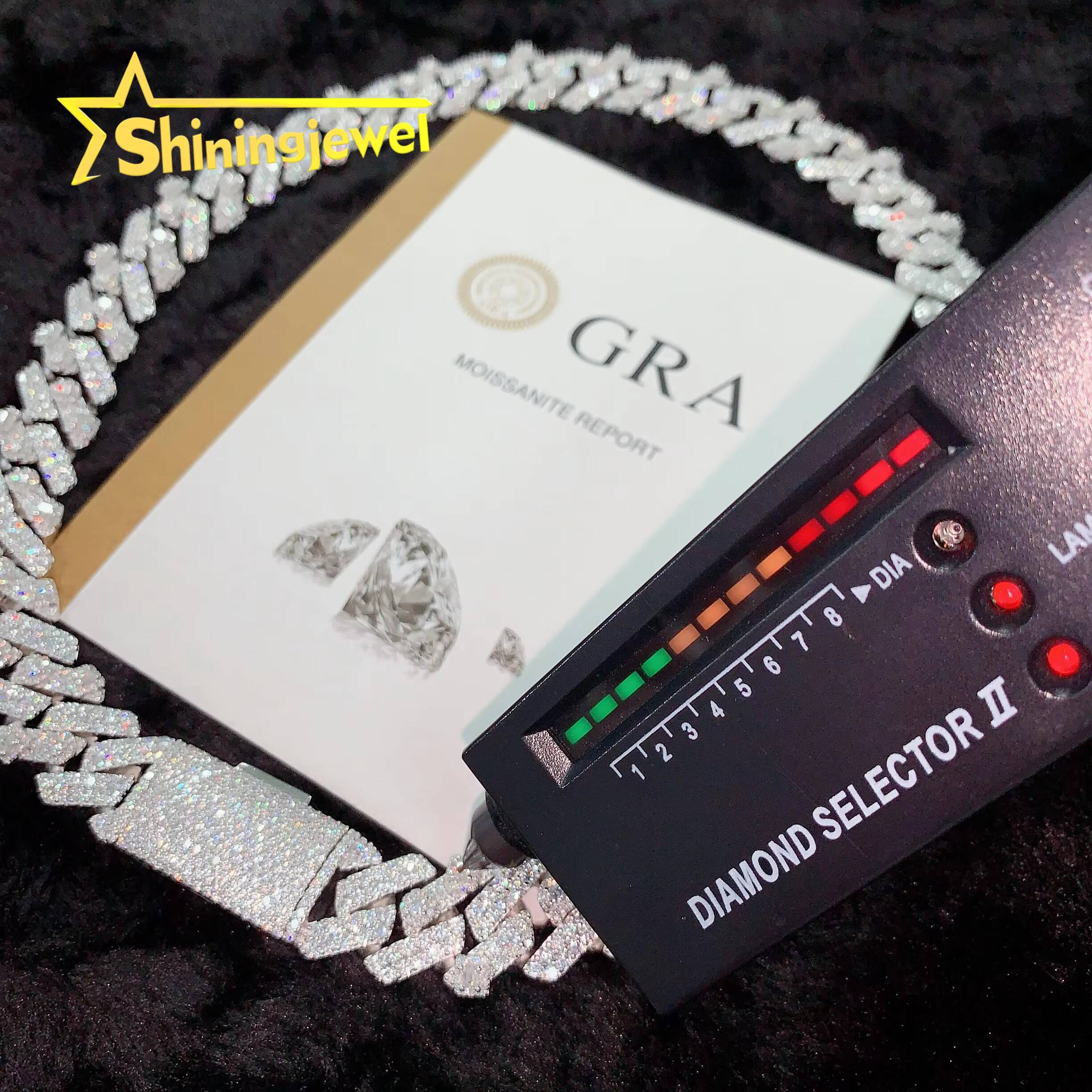 Bargain Sale 18mm Cuban Link Chain Button Design Moissanite Cuban Bracelet Necklace Custom Hip Hop Diamond Cuban Links