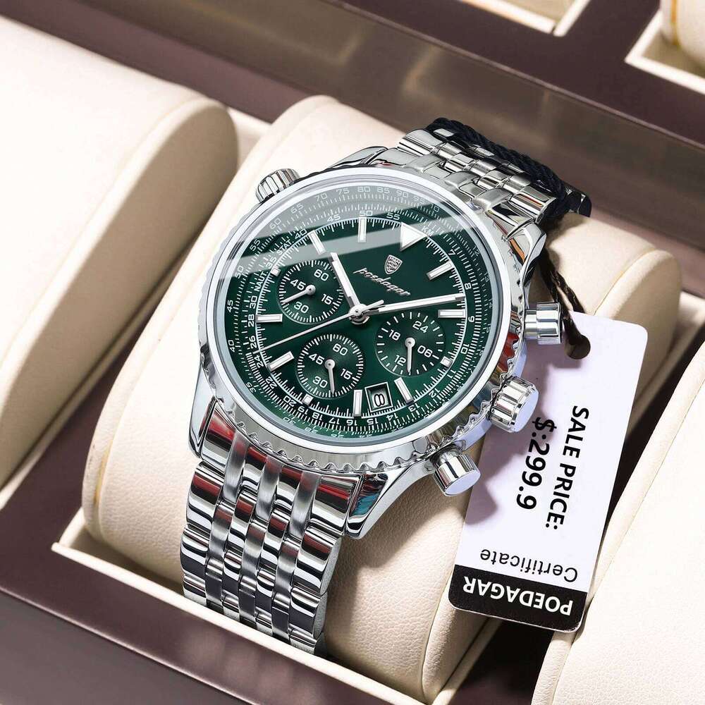 Watches For Men Date Chronograph Stainless Steel Man Waterproof Luminous Sport Military Men's Quartz Watch free shipping