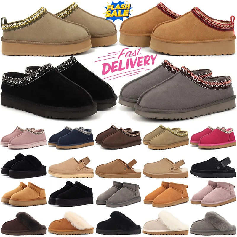 free shipping designer uggstasmans slippers womens platform boots tazz slides shoes snow boot sandals ultra mini ankle boots black chestnut warm Bowtie discount