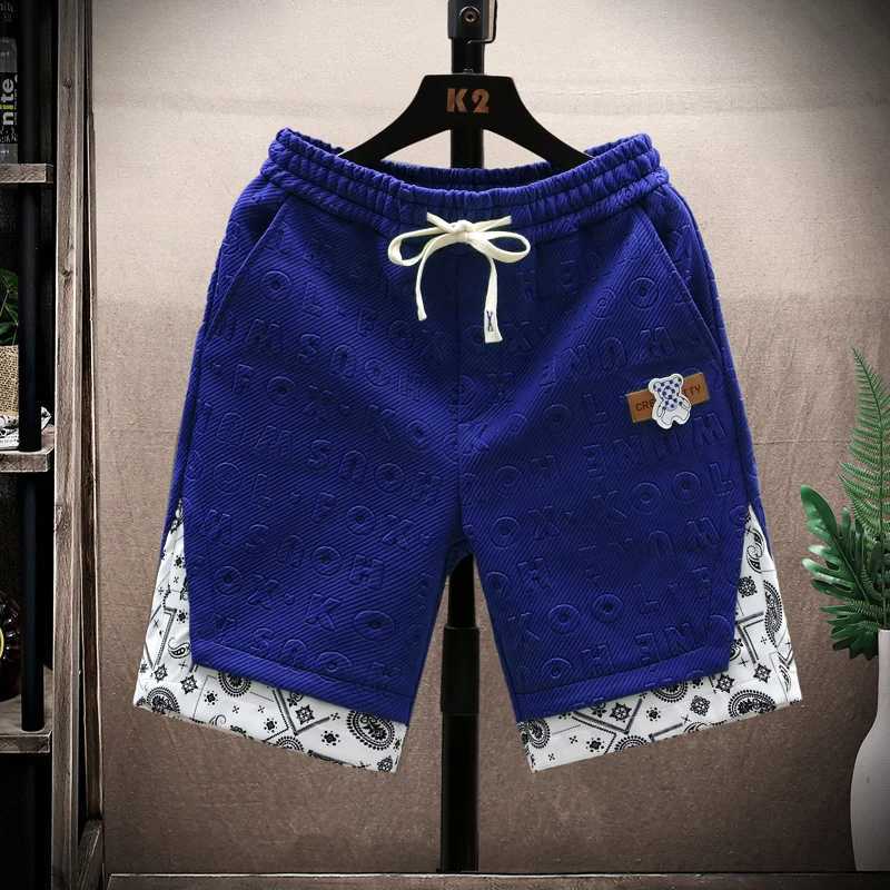 Summer Running Shorts Men Casual Jogging Sport Short Pants Wave Pattern Solid Color Drawstring Loose Dry Gym Sports Shorts W250718