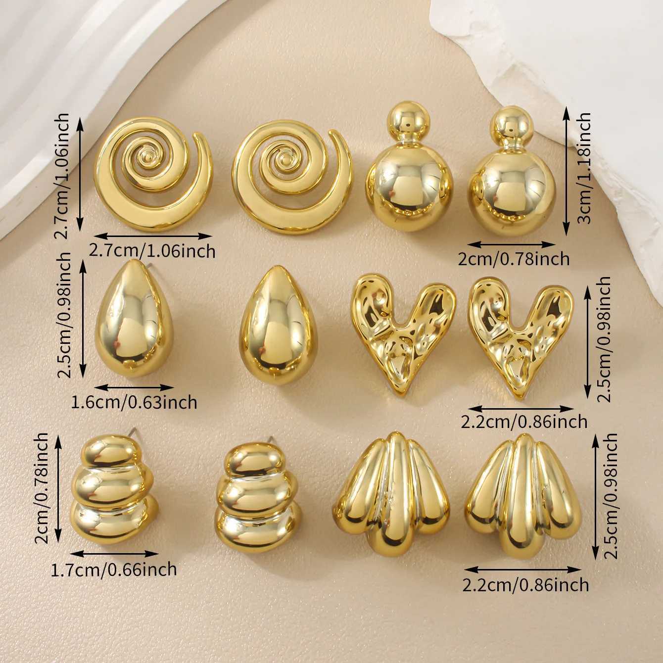 12pcs/set New CCB Spiral Love Water Drop Irregular Earrings Set for Women Fashion Jewelry Accessories X2507181