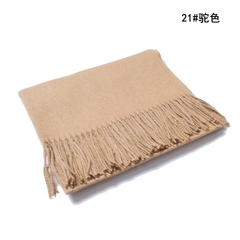 T1247 autumn and winter new solid color wool scarf female couple male ladies monochrome tassel neck shawl