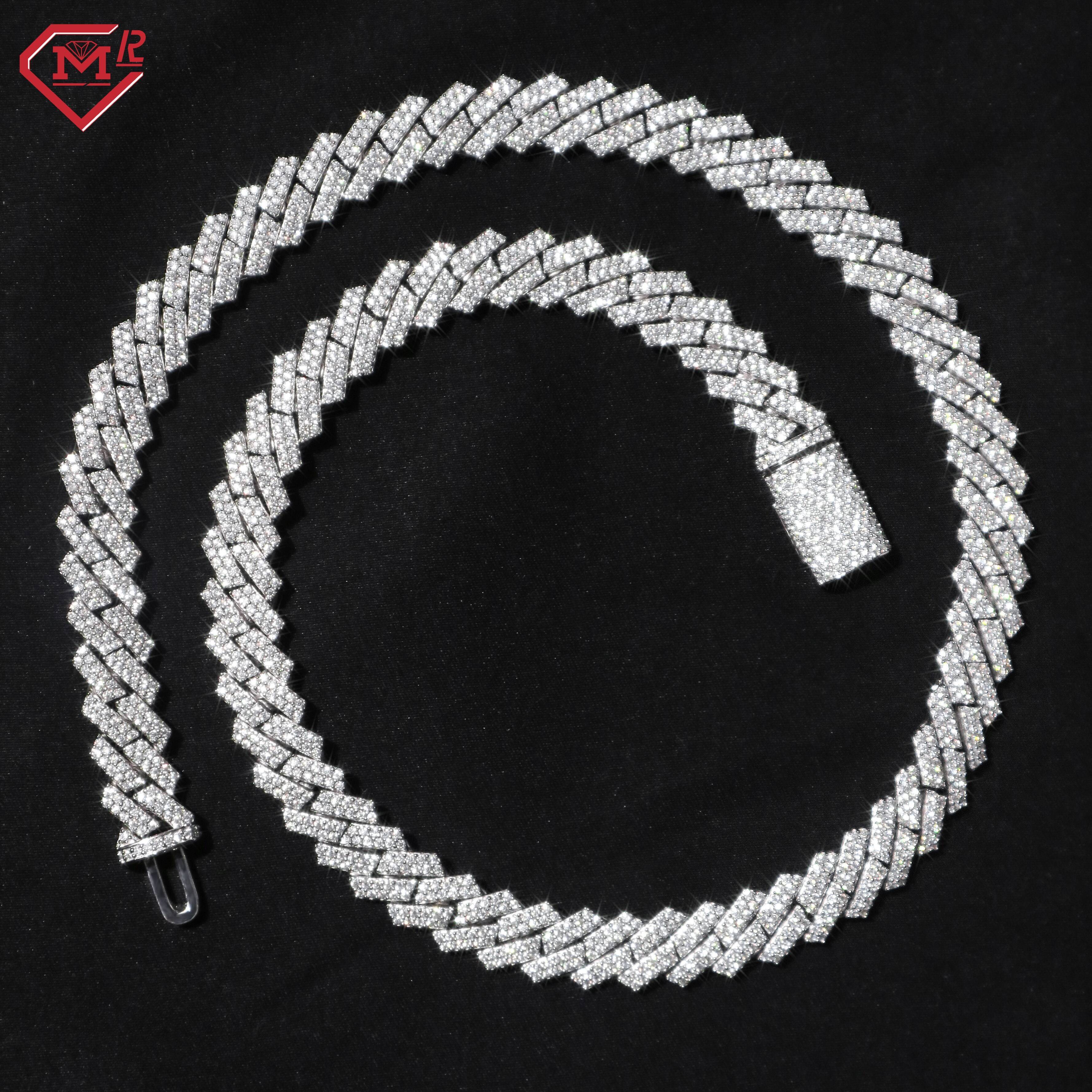 Hiphop Moissanite Cuban Chain 8mm 925 Sterling Silver Iced Out VVS Moissanite Cuban Link Chain