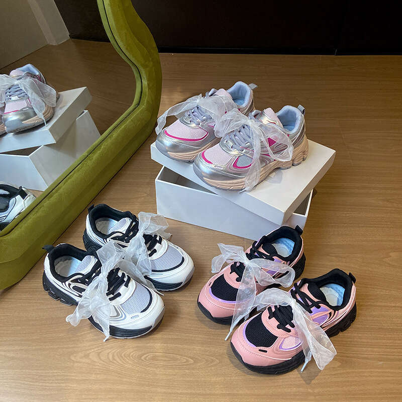 2024 Autumn New Thick-Soled Dad for Women Korean Version Breathable Butterfly Ribbon Free shipping Casual Shoes Student Sneakers 9201