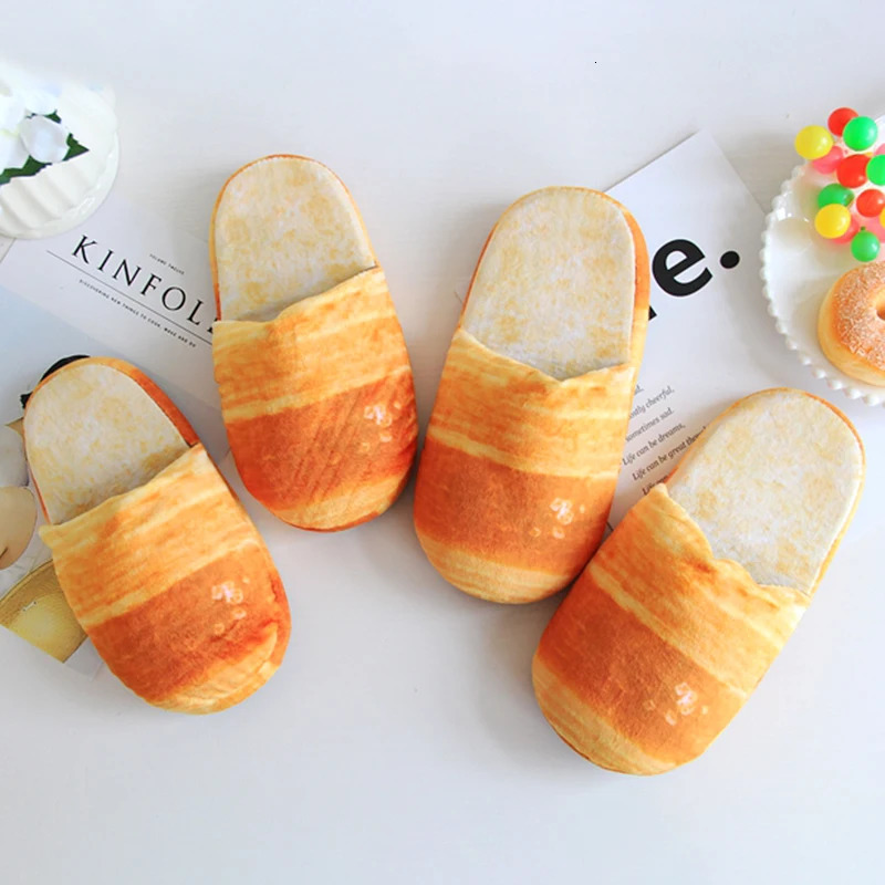 Simulation Bread Cotton Slippers Winter Home Soft Bottom Non-Slip Plush Warm Cotton Slippers 250717