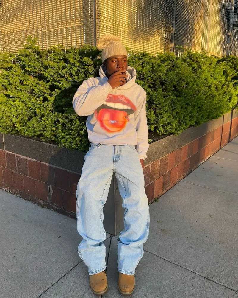 American High Street Retro Big Mouth Anime Print Oversized Hoodie Men Y2K Harajuku Fashion Hip-hop Rock Loose Pullover Women X250718