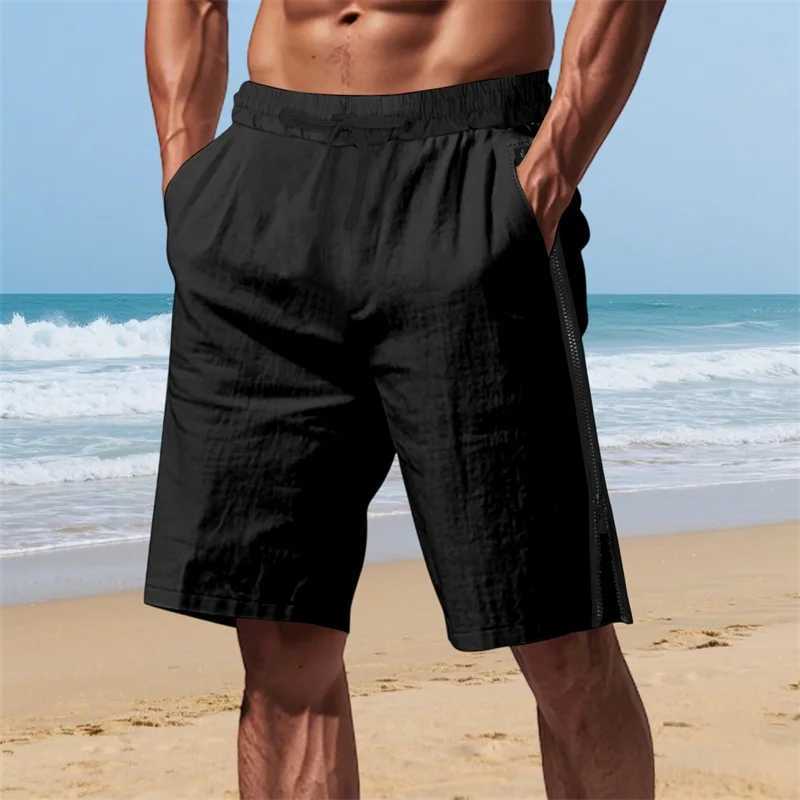 Men s Stylish Drawstring Elastic Waist Shorts with Side Zipper Detail and Loose Fit for Summer Casual Wear W250718