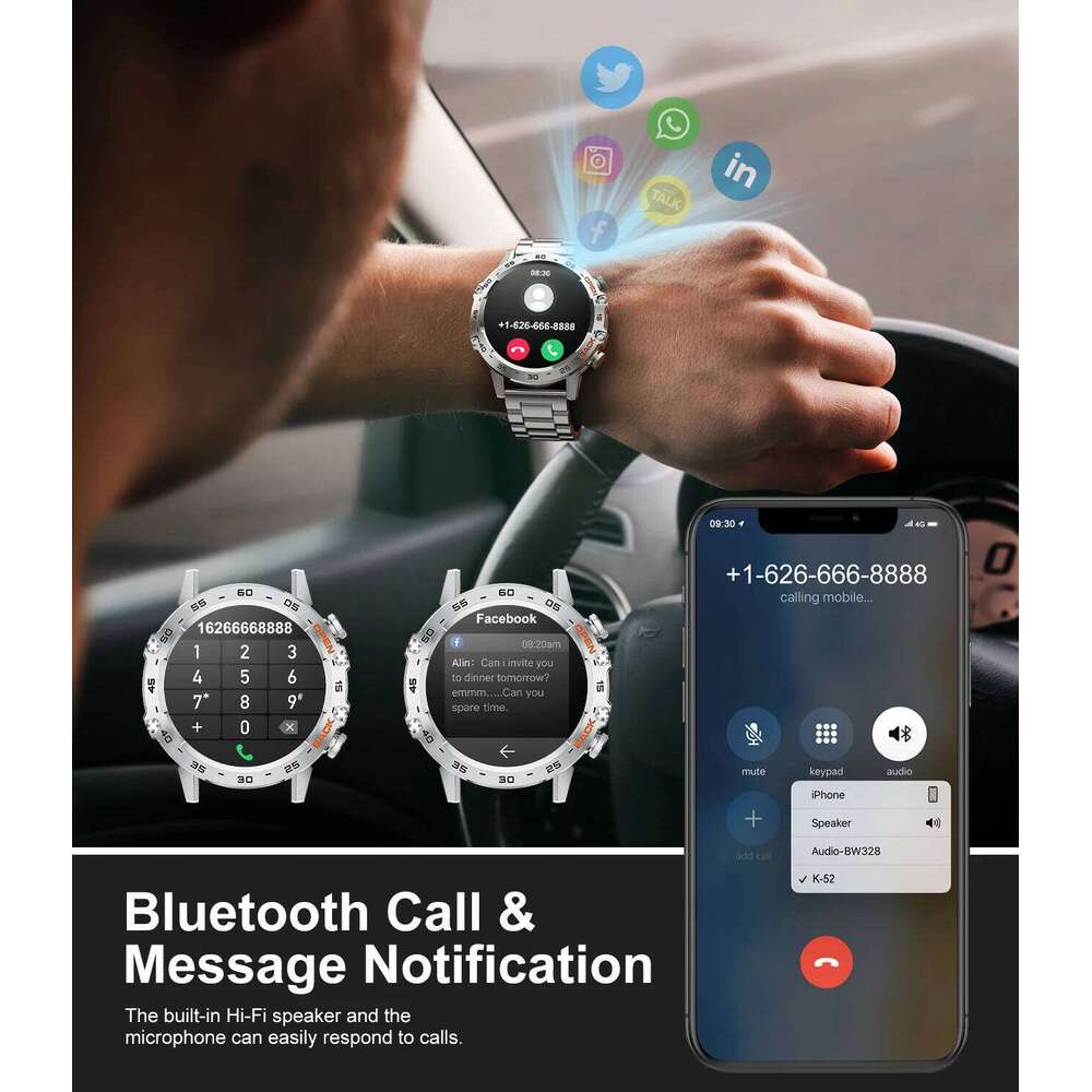 LIGE New1.39" Bluetooth Call Smart Watch Men Outdoor Sport Fiess Heart Rate Health Monitoring Smartwatch for Android IOS Phone free shipping