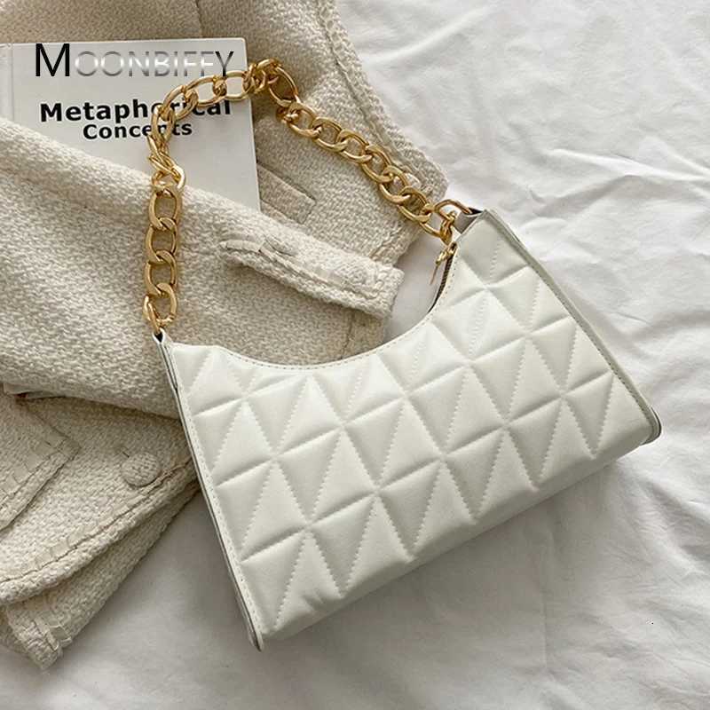 Fi Simple Underarm Shoulder Bags for Women Plaid PU Leather Armpit Handbags Purse Female New Design Pouch Hobo Bag XJ250718