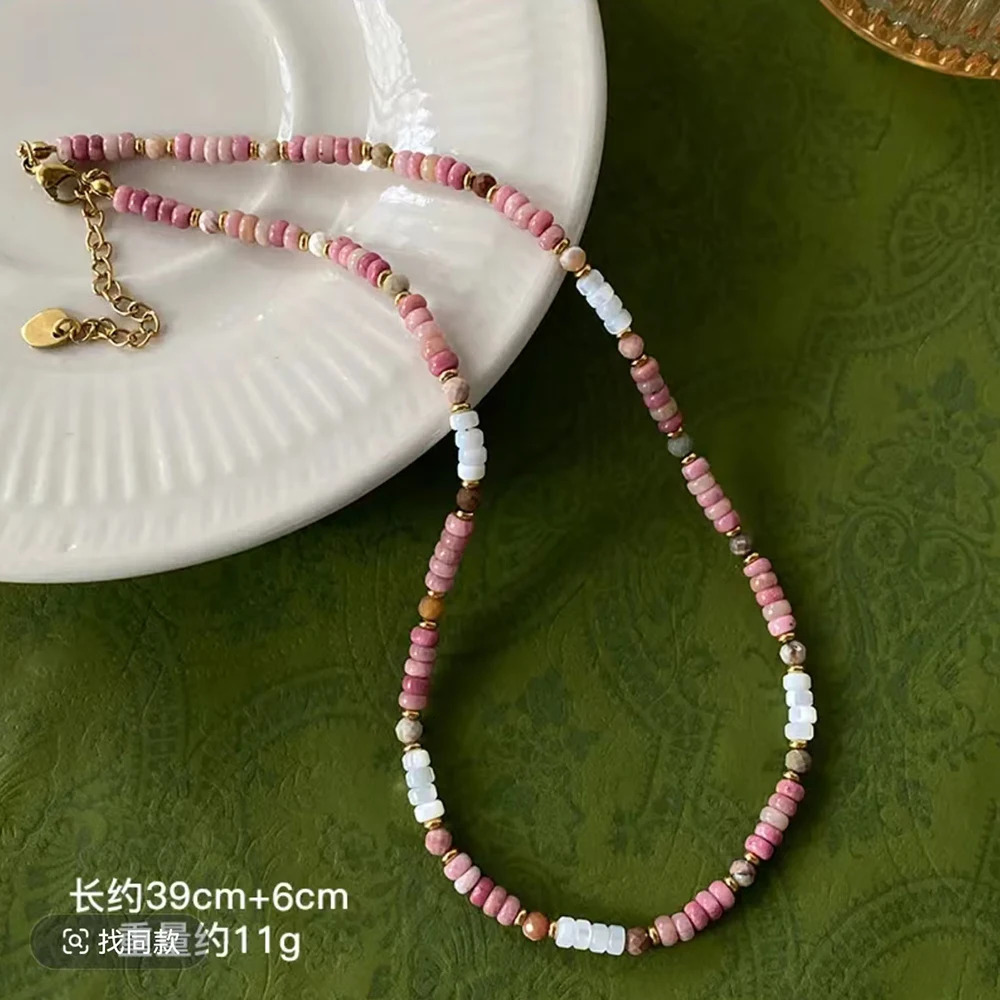 Good Quality Summer necklace natural stone steel accessory powder butterfly pendant for go to Beach 250712