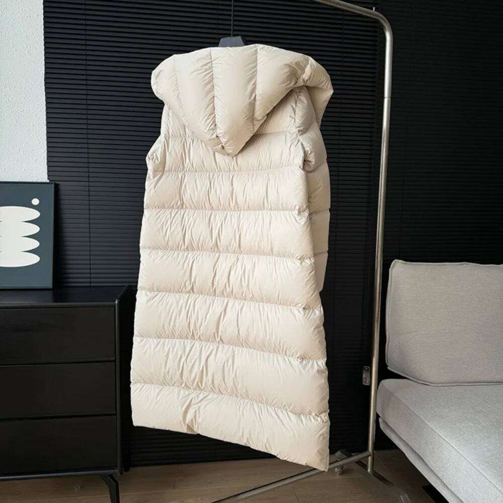 OFTBUY 2025 New Autumn Winter Clothing Women Long White Duck Down Coat Hooded Solid Simple Puffer Jacket Female Fashion Clothes MDNG