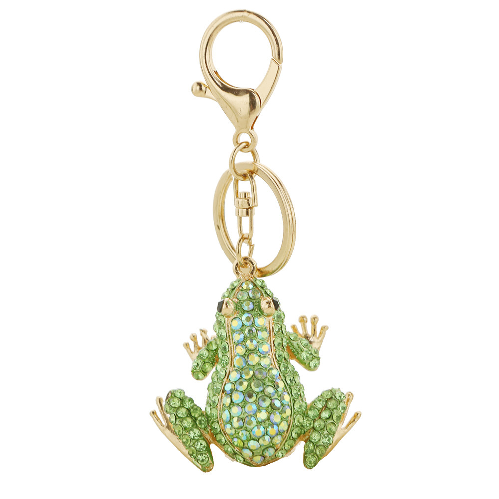 Diamond-inlaid Frog Bag Charms Cute Cartoon Metal Keychain Ornament Women's Bag Accessories Car Cute Pet Decoration