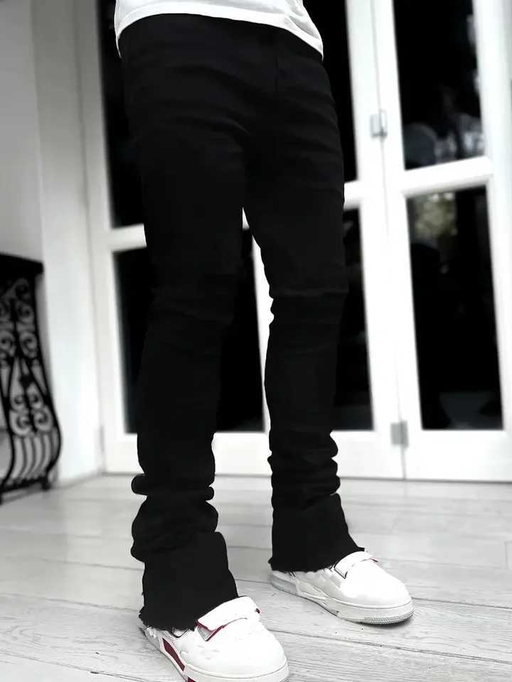 New Men Stretch Skinny Jeans Fashion Casual Slim Fit Denim Trousers Black Flared Pants Male Brand Clothing X250718