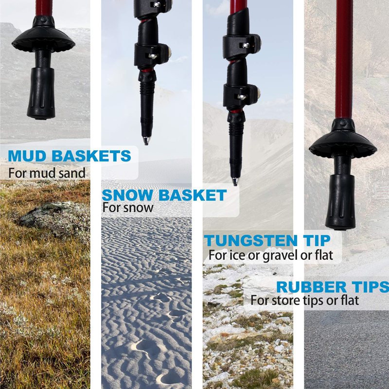 OKHEALING Aluminum Alloy Trekking Poles Telescoping Lightweight Walking Cane Portable Walking Stick with Rubber Handle for Off-road, Camping, Backpack