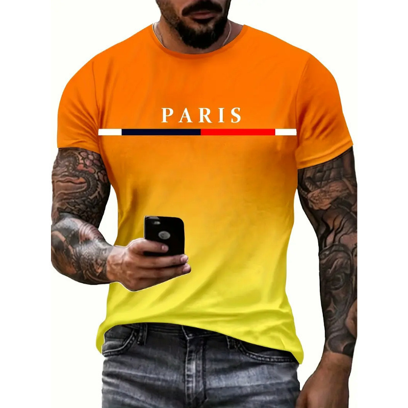Men's T Shirts 3D digital printed short sleeved T-shirt with European and American casual trendy pattern round neck men's short sleeved