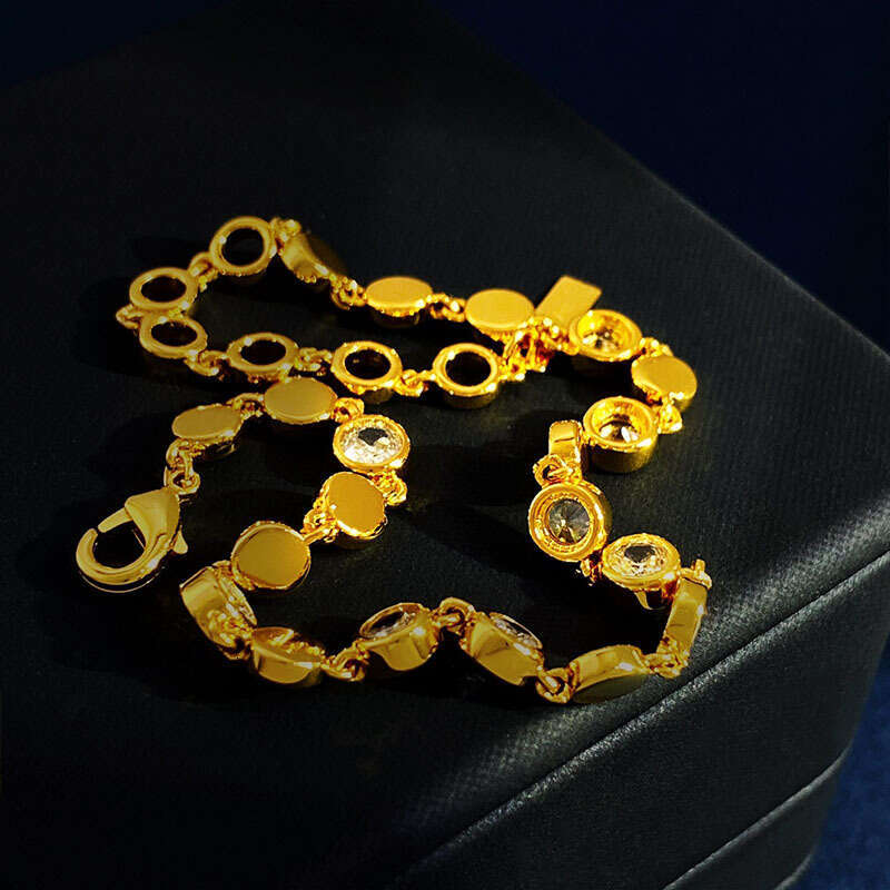 Kendall Jenner Style Jewelry for Women Versatile Personality Fashion Light Inlaid Dia Geometric Round Simple Elegant Bracelet