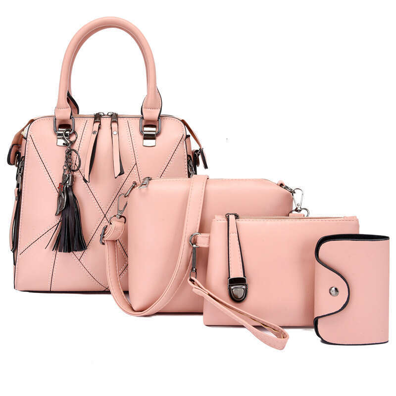 New Style Patchwork Simple Four-Piece Set Mother-Daughter Large Capacity Shoulder Handbag Crossbody Bag