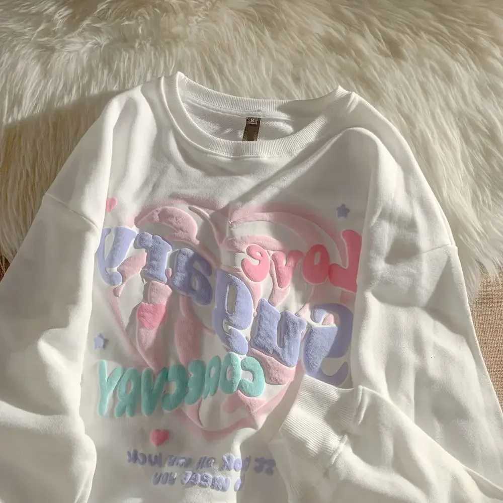 Oversized Crewneck Sweatshirt Women Spring Autumn New Thin Letter Print Hoodie Fe Korean Style Loose Chic Long Sweatshirt Tops XJ250717