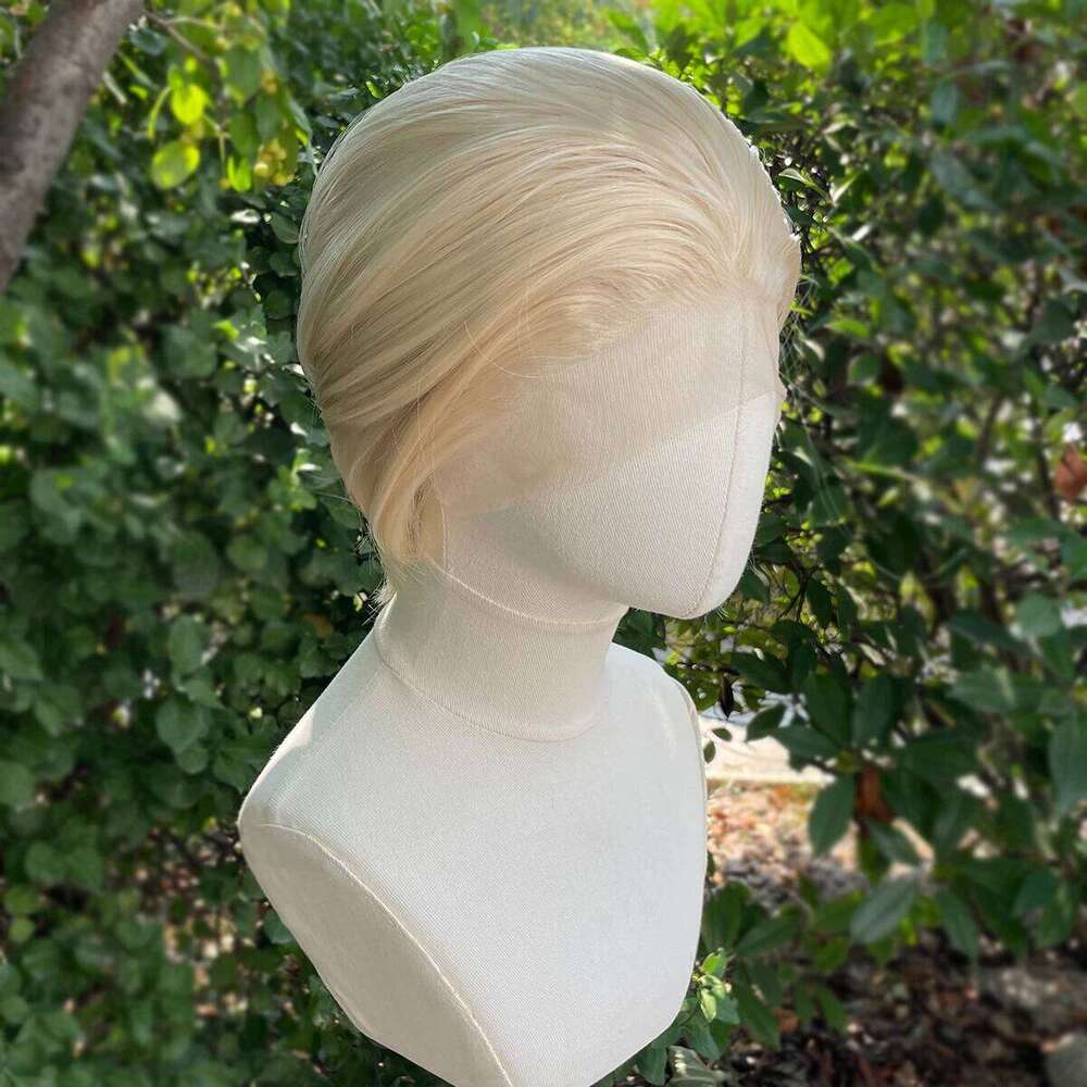 Blonde Men Short Bob Cut Synthetic Hair 13X4 Lace Front Wigs For Women Free Part Natural Hairline 150%