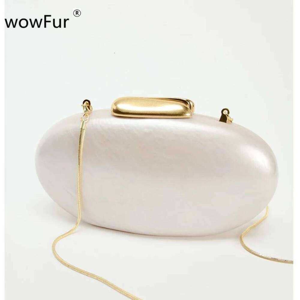 Pearl Shell Brand Bag Metal Clasp Women Shoulder Snake Chain Acrylic Box Clutches Lady Party Wedding Evening Egg Handbag Purse
