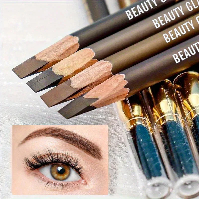 BEAUTY GLAZED 4 Colors Eyebrow Pencil With Brushes Long-lasting Waterproof Brow Pencil Formula Double-head Eyebrow Pencil 250712