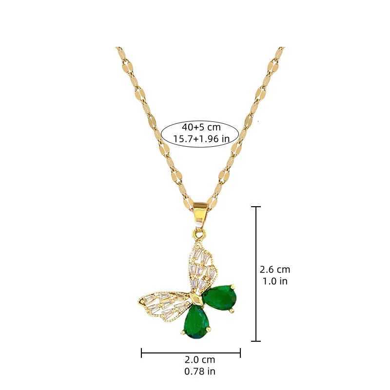Classic Gorgeous Green Hollow Stainless Steel Necklace Earrings Set Decoration Fashion Girl Birthday Dinner Gift X250718