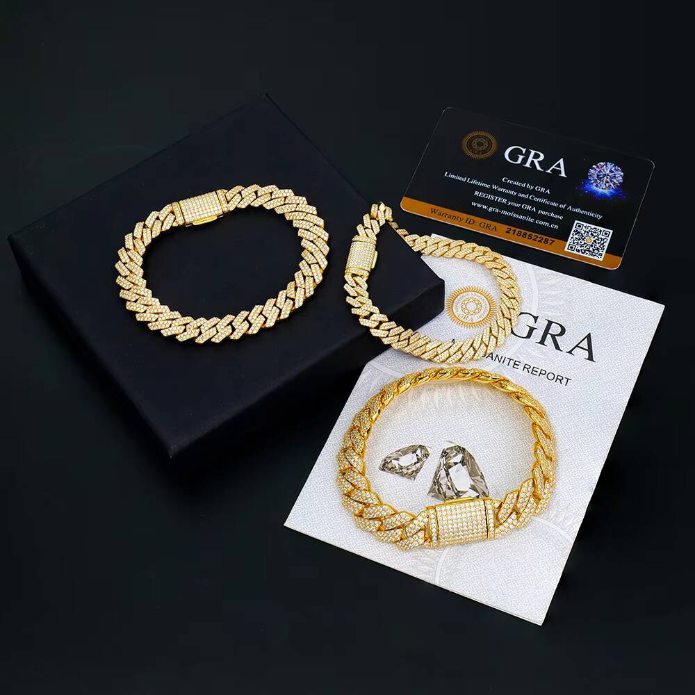 Moissanite Iced Out Cuban Link Chain 925 Sterling Silver Moissanite Bracelet Hip Hop Jewelry Bracelet for Men