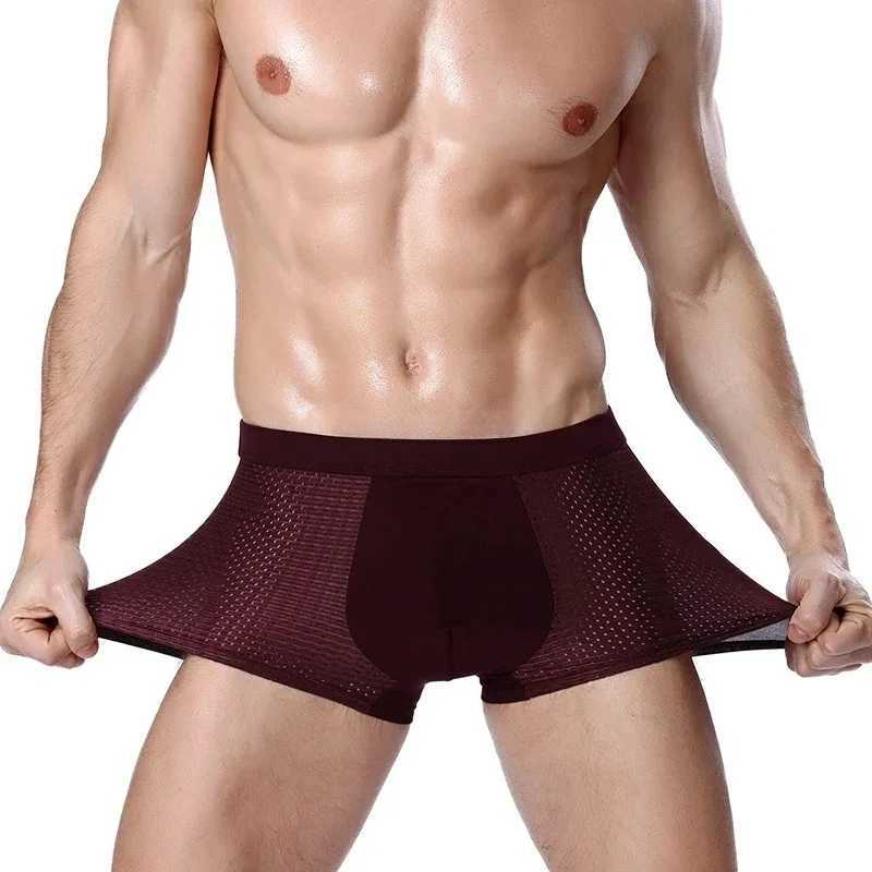 8XL Plus Size Mens Underwear Bamboo Fiber Breathable Boxer Shorts Anti-Chafing Solid Underpants 4 Pack Moire Wicking Underpants X250718