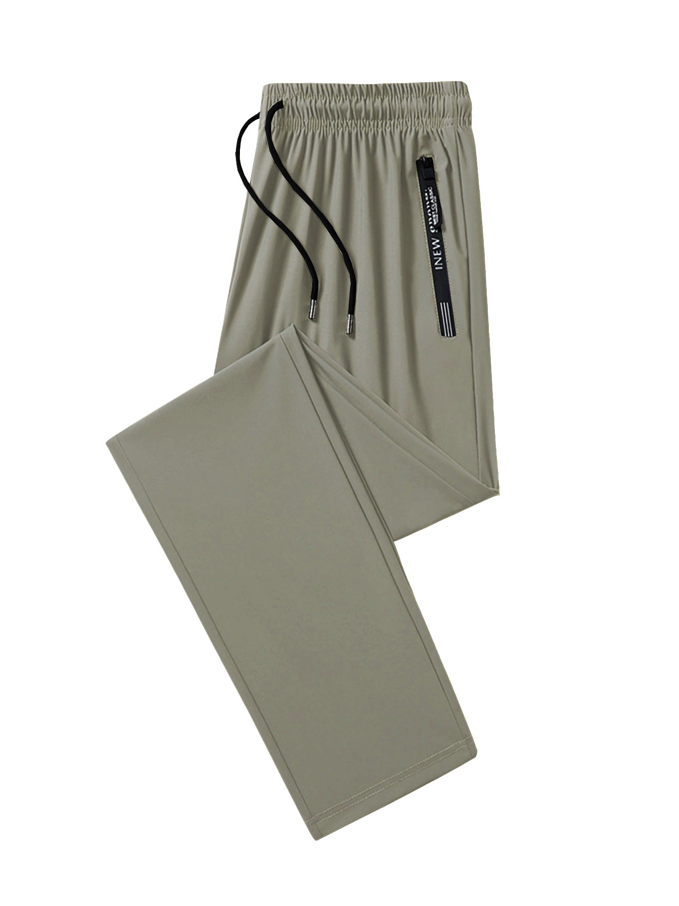 Sports Pants Summer Nylon Pants Men Thin Breathable Fashion Plus Size XXL Casual Stretch Quick-Drying Elastic Waist Trousers Green Flat Feet Bottoms