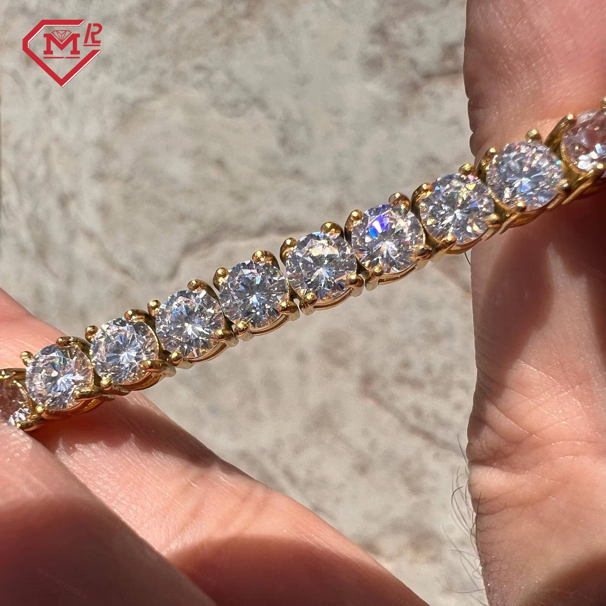 Fine Jewelry 5mm Tennis Link Bracelet 925 Sterling Silver Iced Out Moissanite Tennis Chain