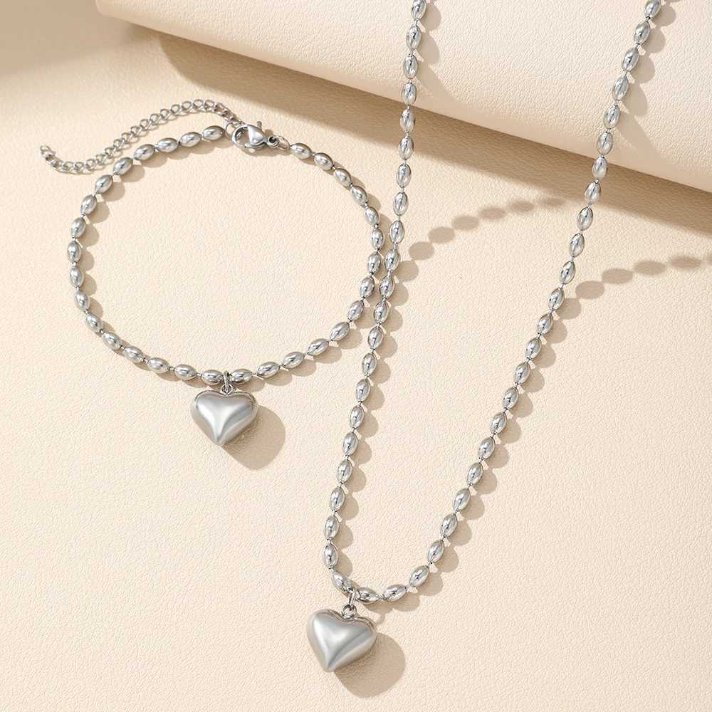 Stainless Steel Set French Vintage You Bead String Chain Pendant Necklace Earrings Set For Women Jewelry Party Matching X250718