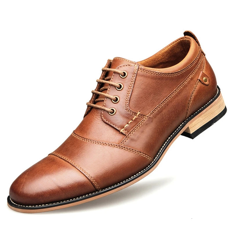 Men Shoes Top Quality Oxfords British Style Genuine Leather Dress Business Formal Flats Mens Shoes 250717