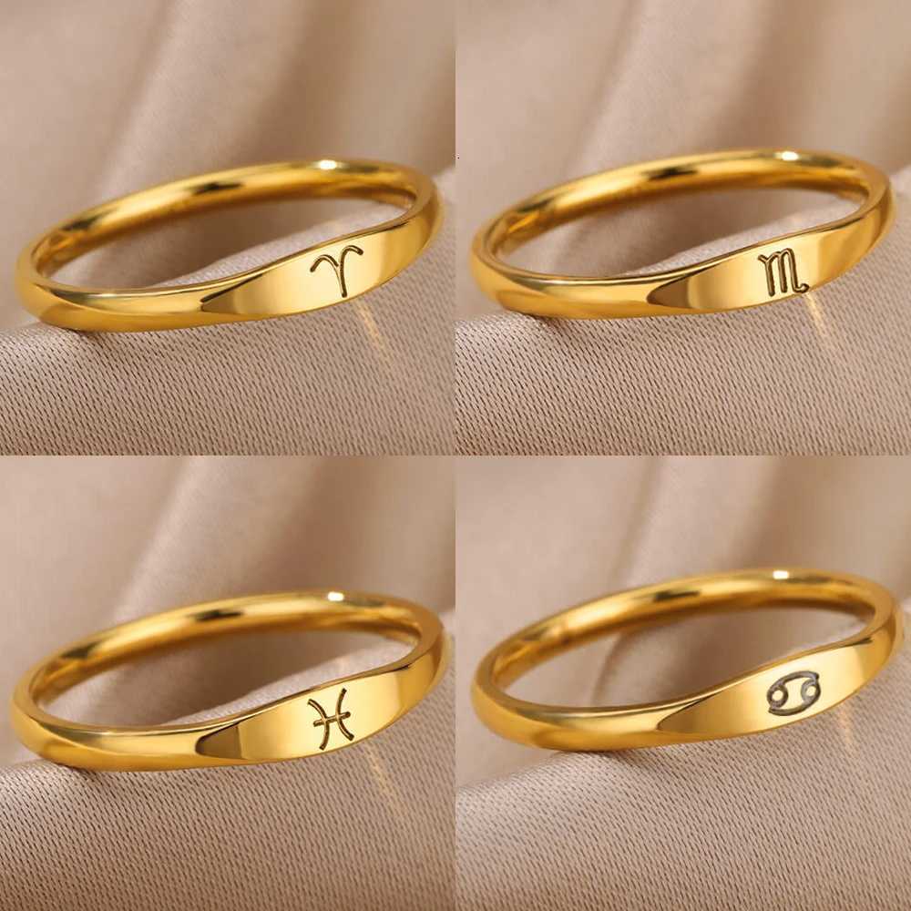 Aries Virgo Sagittarius Rings for Women Twelve Constellations Stainless Steel Ring 2025 Trend Zodiac Aesthetic Jewelry Rings X250718