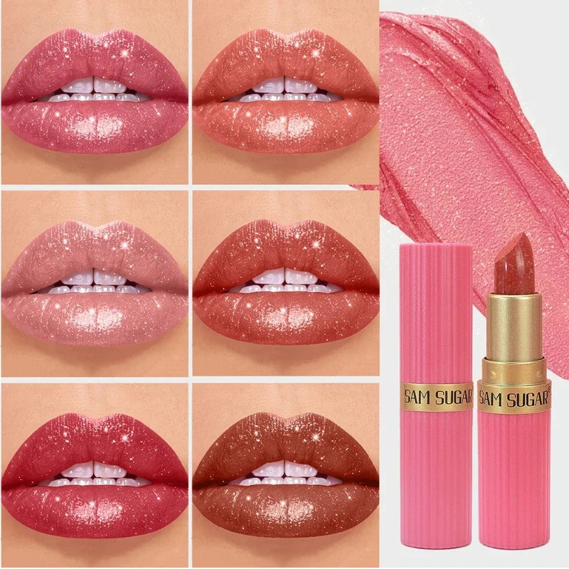 Diamond Glitter Lipstick Moisturizing Lasting Pink Sparkling Waterproof Lip Gloss Metallic Sexy Lipstick Lip Tint Lips Makeup 250716