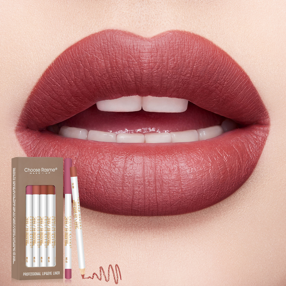 Choose Rasme 12PCS Matte Lip Liner Set - Nude, Rose & Brown Shades, Waterproof Long Lasting Lip Pencils for Lipstick Outline Makeup