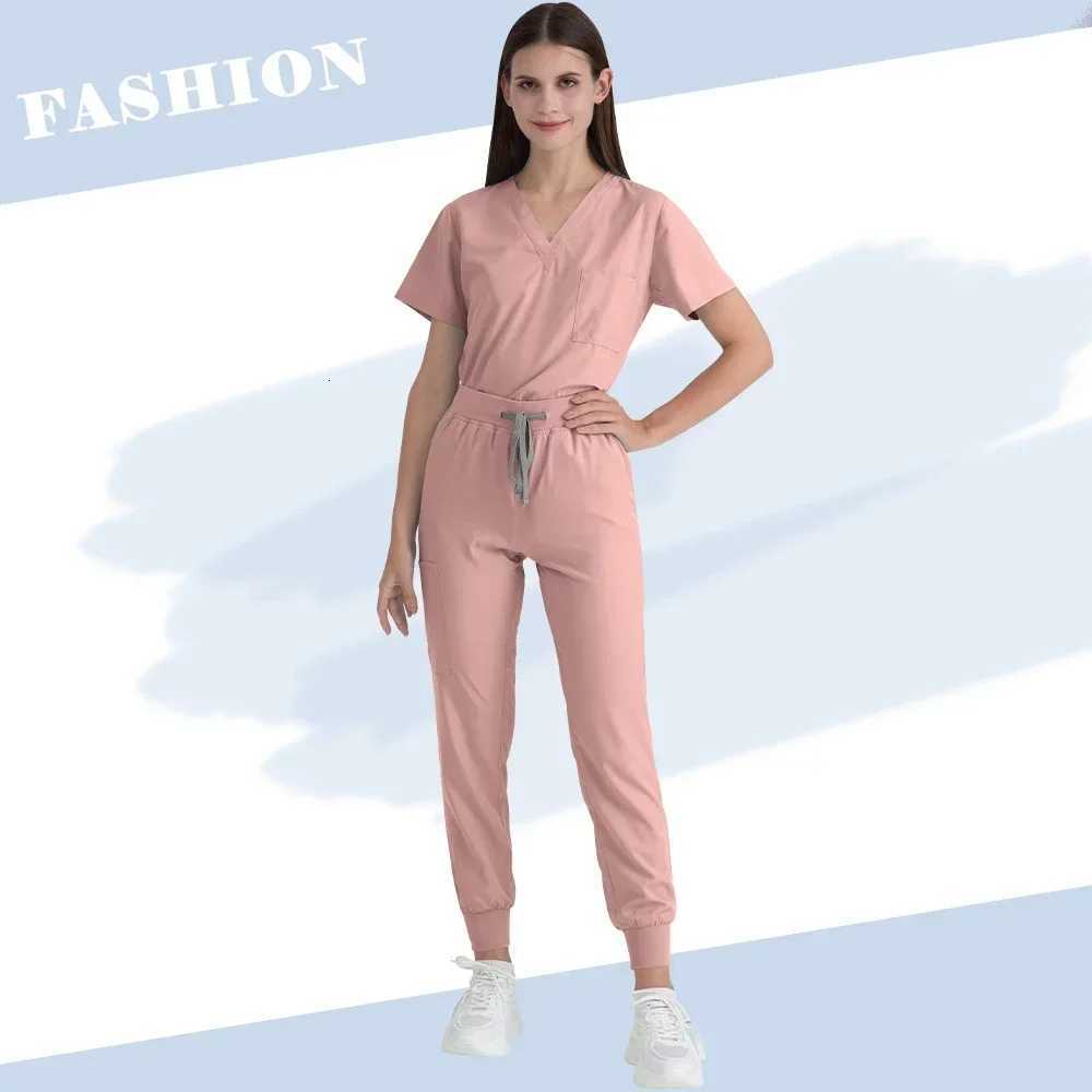Slim Fit Medical Scrubs Uniform Women Scrub Sets Nursing Accessories Hospital Surgery Gowns Dental Clinic Beauty Salon Workwear Z250718