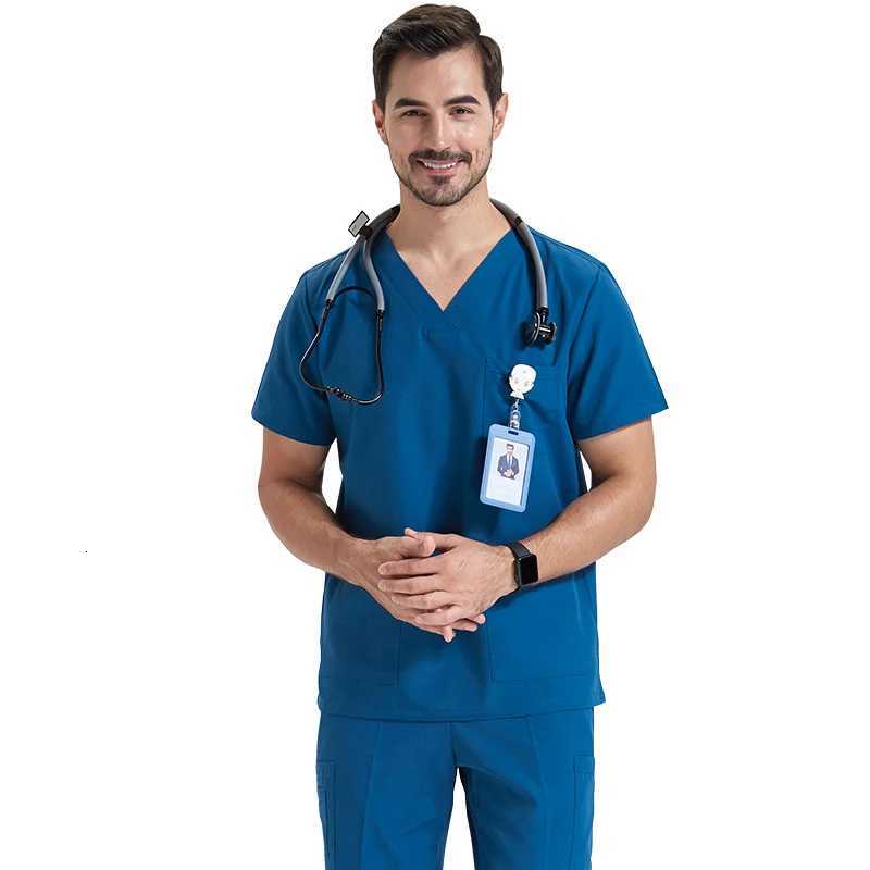 Ultra Light Scrub Set Medical Nurse Uniform for Women Men Hospital Doctor Workwear Poplin Fabric Veterinary Surgical Outfit 8020 Z250718
