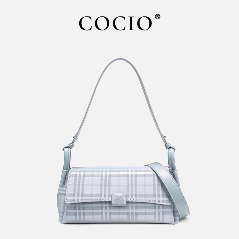 COCIO designer shoulder bag underarm bag womens fashionable vintage contrasting color crossbody bag French stick bag