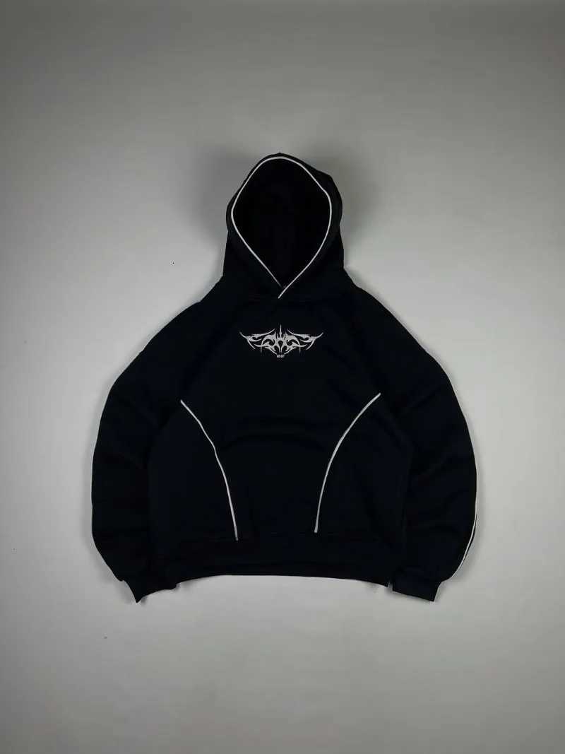 Y2k Men fashionable loose hoodie with trendy European American pattern embroidery High Street Harajuku punk casual hoodie X250718