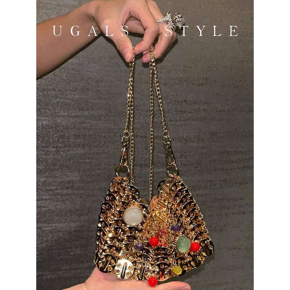 Designer Bags Women Metal Sequins Chain Woven Hollow Evening Bags Clutch Female Travel Holiday Shoulder Bag Handbag Luxury Bag