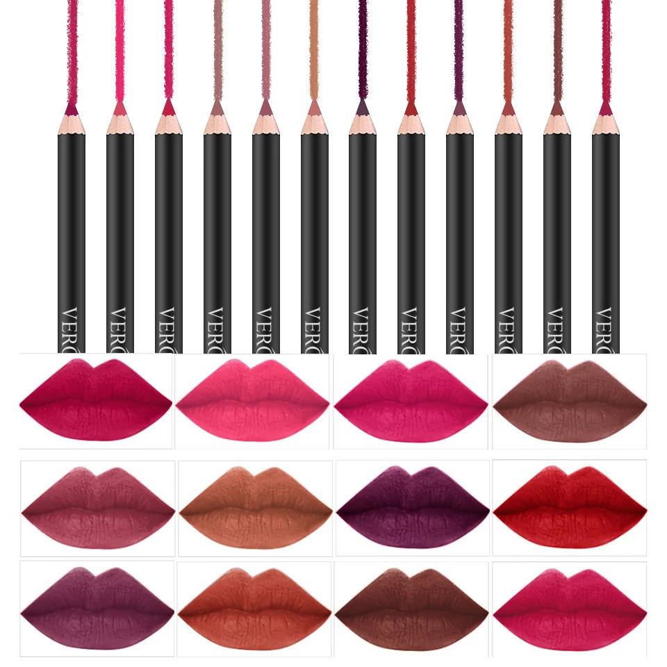12 Color Matte Lip Liner Nude Lasting Non-StrippingEasy to Color Non-smudge Multi-Color Lip Liner Makeup for Daily Makeup 250716