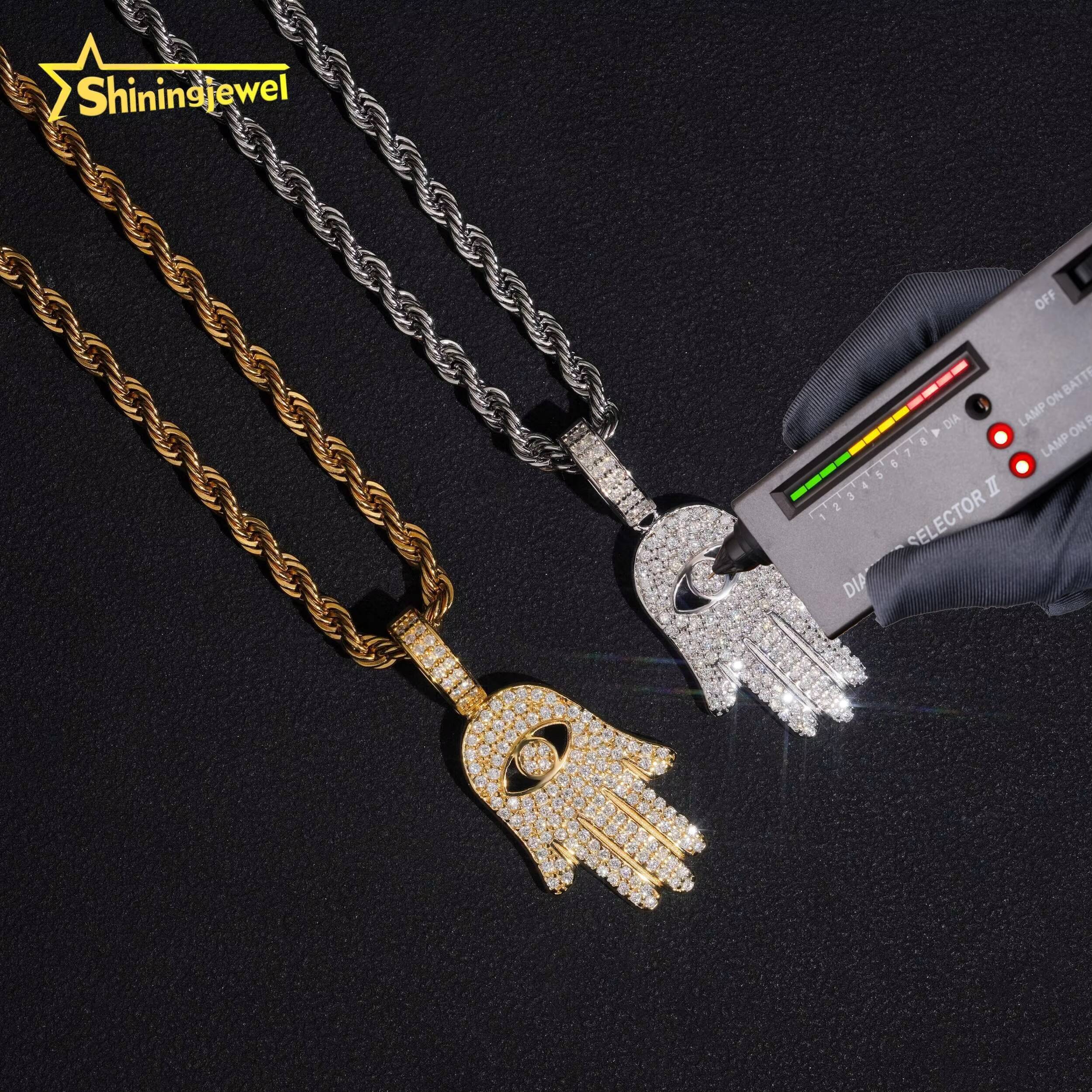Wholesale Hip Hop Jewelry for Gift Hamsa Hand Pendant Custom Iced Out Fashion 925 Silver VVS Moissanite Diamond Lucky Pendant