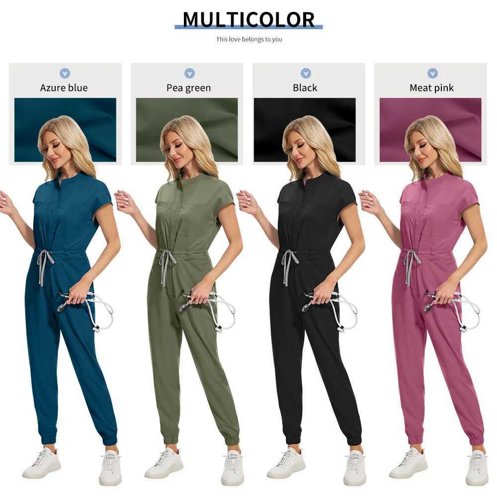 Multicolor Scrub Uniform Women Pet Clinic Doctor Jumpsuit Medical Surgery Workwear Scrub Set Short Sleeve Nursing Uniform XS-XXL Z250718