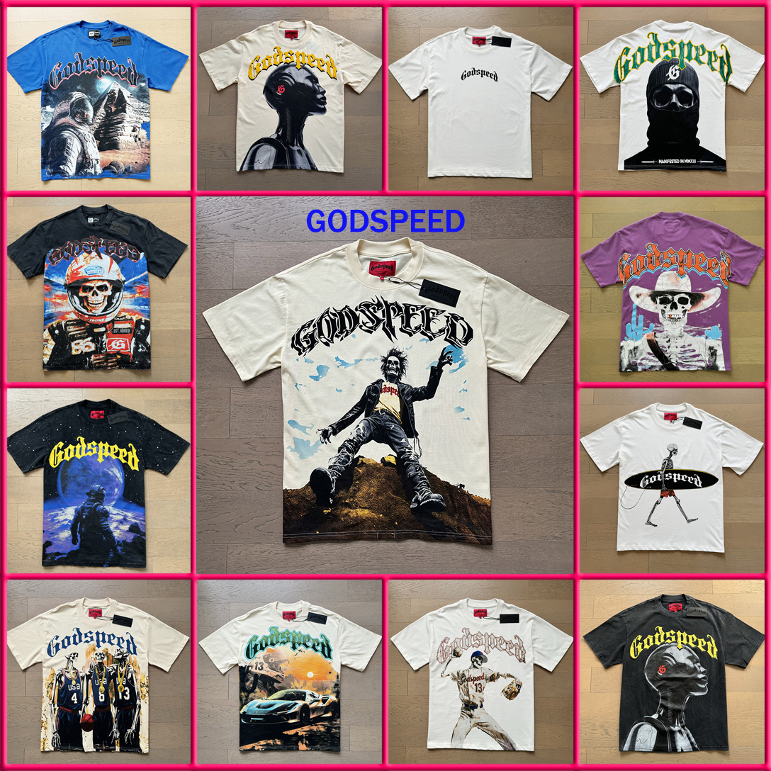 godspeed shirt designer shirt mens t shirt clothe beach hipster fabric cotton Street colorful graffiti Letter foil all print Vintage washed black tee US size S-XL